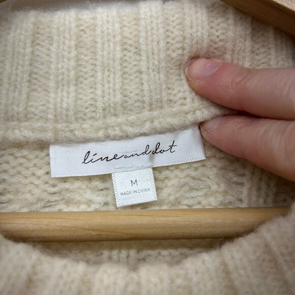 Line and Dot Montana Faire Isle Sweater Medium Chunky Knit Oversized Cream Black - Picture 7 of 8